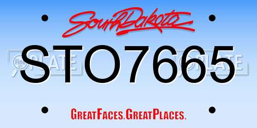 STO7665 South Dakota License Plate