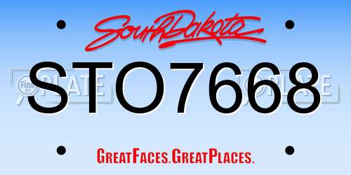 STO7668 South Dakota License Plate