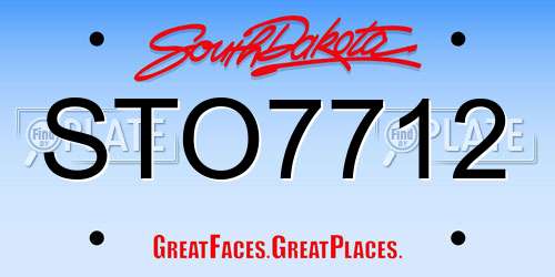 STO7712 South Dakota License Plate