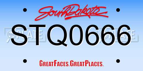 STQ0666 South Dakota License Plate