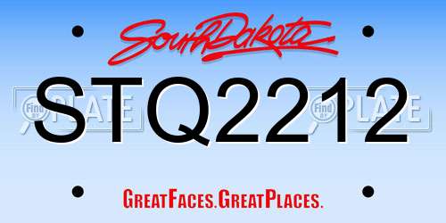 STQ2212 South Dakota License Plate