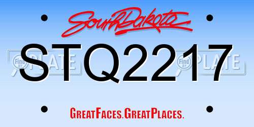 STQ2217 South Dakota License Plate