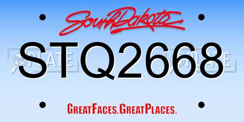 STQ2668 South Dakota License Plate