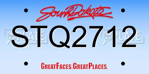 STQ2712 South Dakota License Plate