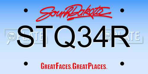 STQ34R South Dakota License Plate