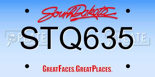 STQ635 South Dakota License Plate