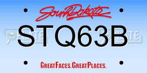STQ63B South Dakota License Plate