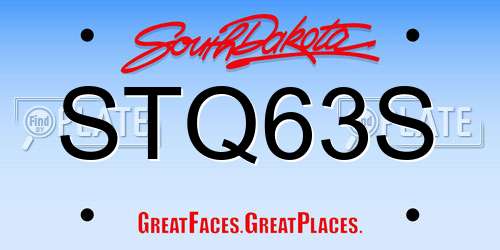 STQ63S South Dakota License Plate