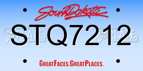 STQ7212 South Dakota License Plate