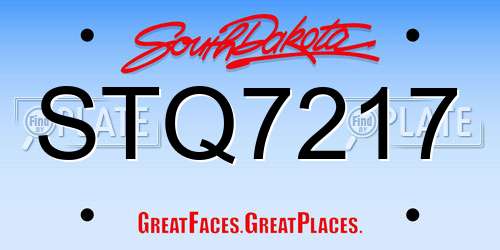 STQ7217 South Dakota License Plate