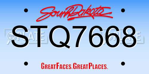 STQ7668 South Dakota License Plate