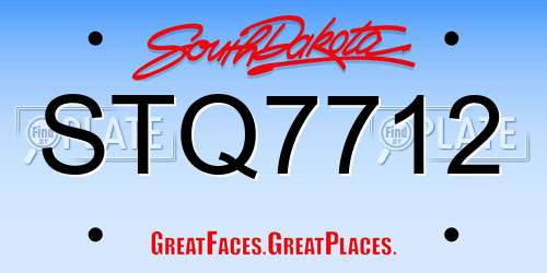 STQ7712 South Dakota License Plate