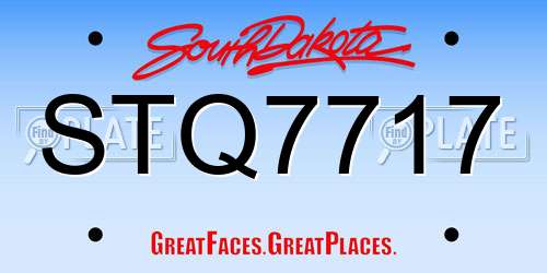 STQ7717 South Dakota License Plate