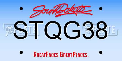 STQG38 South Dakota License Plate