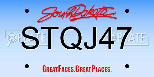 STQJ47 South Dakota License Plate