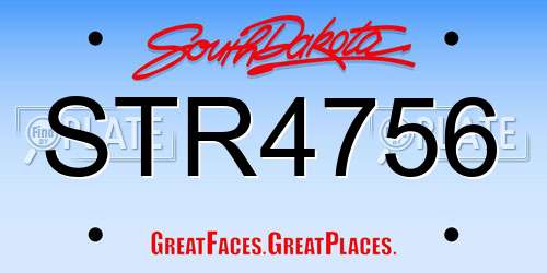 STR4756 South Dakota License Plate