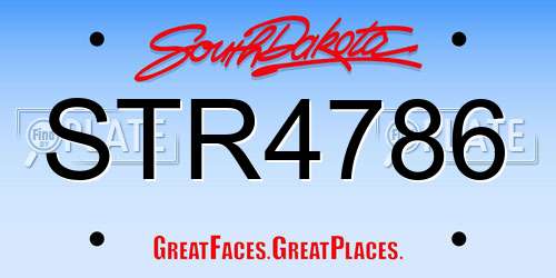 STR4786 South Dakota License Plate