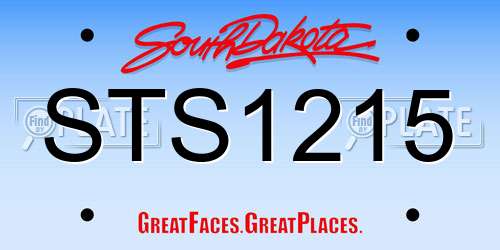 STS1215 South Dakota License Plate