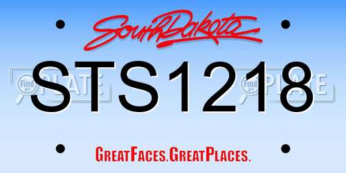 STS1218 South Dakota License Plate