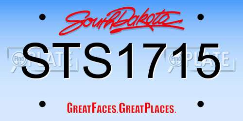 STS1715 South Dakota License Plate