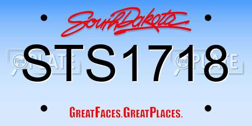 STS1718 South Dakota License Plate