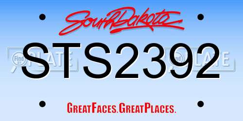 STS2392 South Dakota License Plate