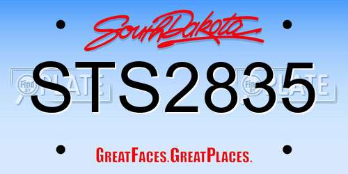STS2835 South Dakota License Plate