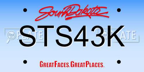 STS43K South Dakota License Plate