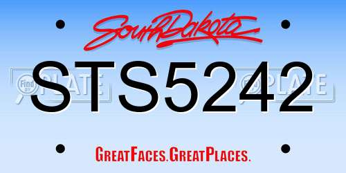 STS5242 South Dakota License Plate
