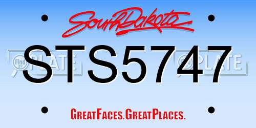 STS5747 South Dakota License Plate
