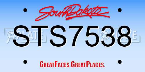 STS7538 South Dakota License Plate