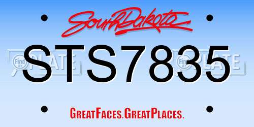 STS7835 South Dakota License Plate