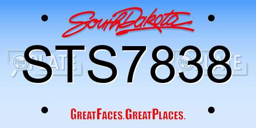 STS7838 South Dakota License Plate