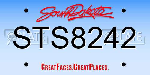 STS8242 South Dakota License Plate