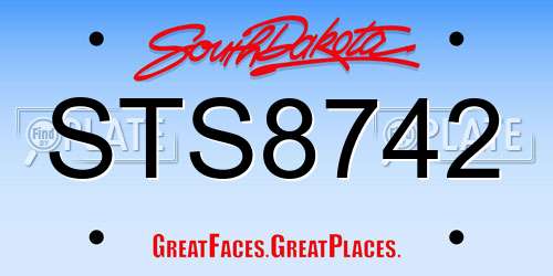 STS8742 South Dakota License Plate
