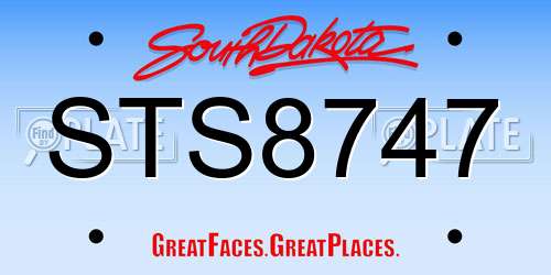 STS8747 South Dakota License Plate