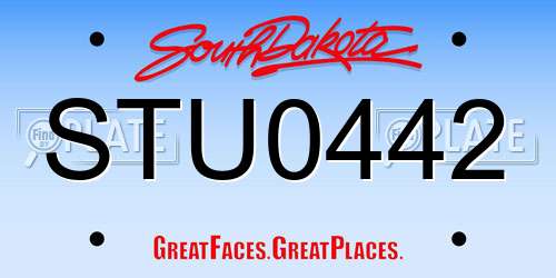 STU0442 South Dakota License Plate