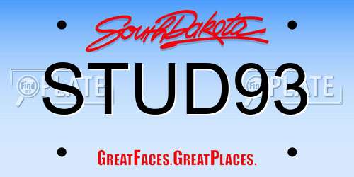 STUD93 South Dakota License Plate