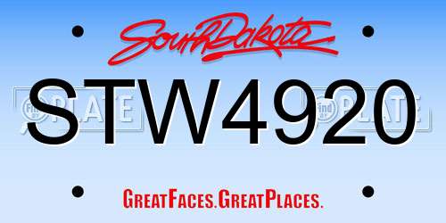 STW4920 South Dakota License Plate