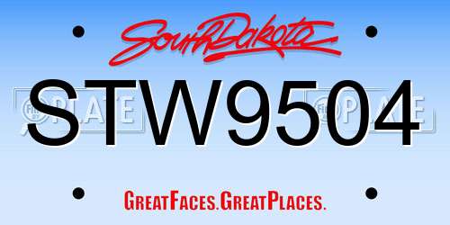 STW9504 South Dakota License Plate