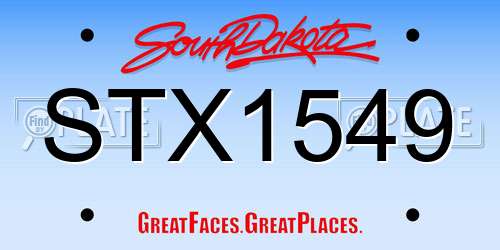 STX1549 South Dakota License Plate