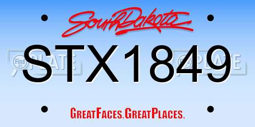 STX1849 South Dakota License Plate