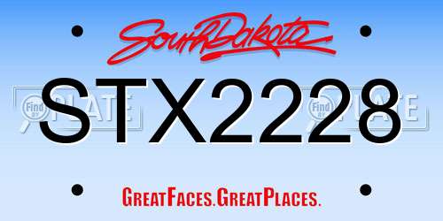 STX2228 South Dakota License Plate
