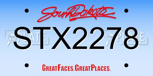 STX2278 South Dakota License Plate