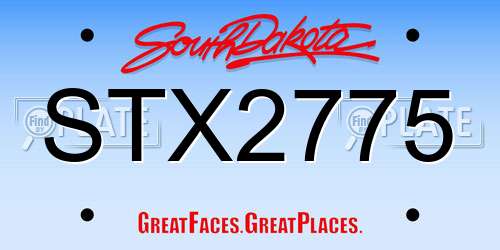 STX2775 South Dakota License Plate