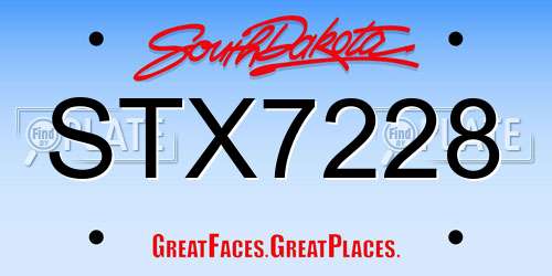 STX7228 South Dakota License Plate