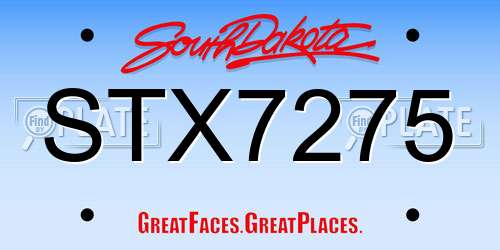 STX7275 South Dakota License Plate