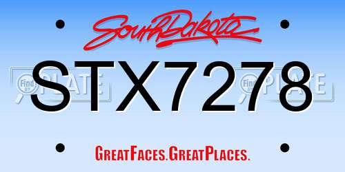 STX7278 South Dakota License Plate