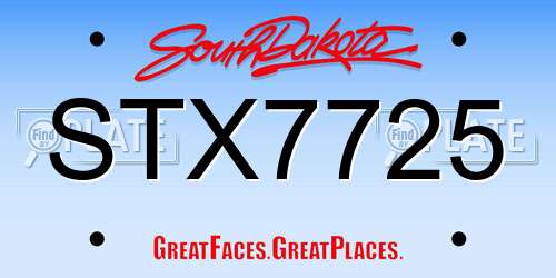 STX7725 South Dakota License Plate