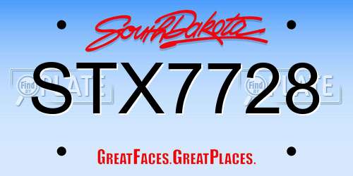 STX7728 South Dakota License Plate